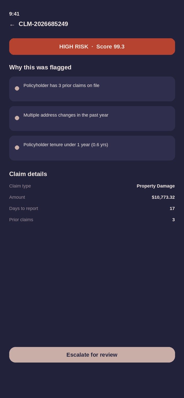 EXL Foresight claim detail screen
