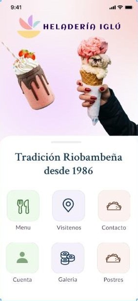 Heladería Iglú app home screen